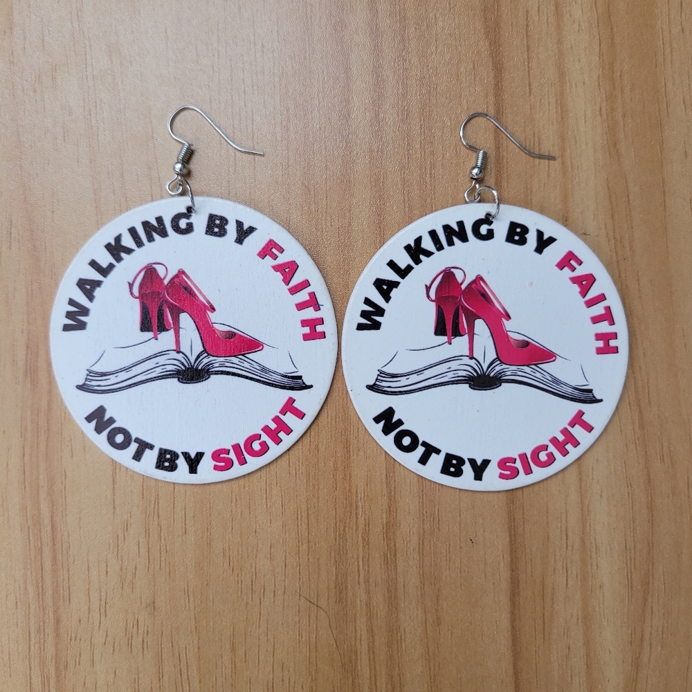 Walking by Faith Earrings - Red and White